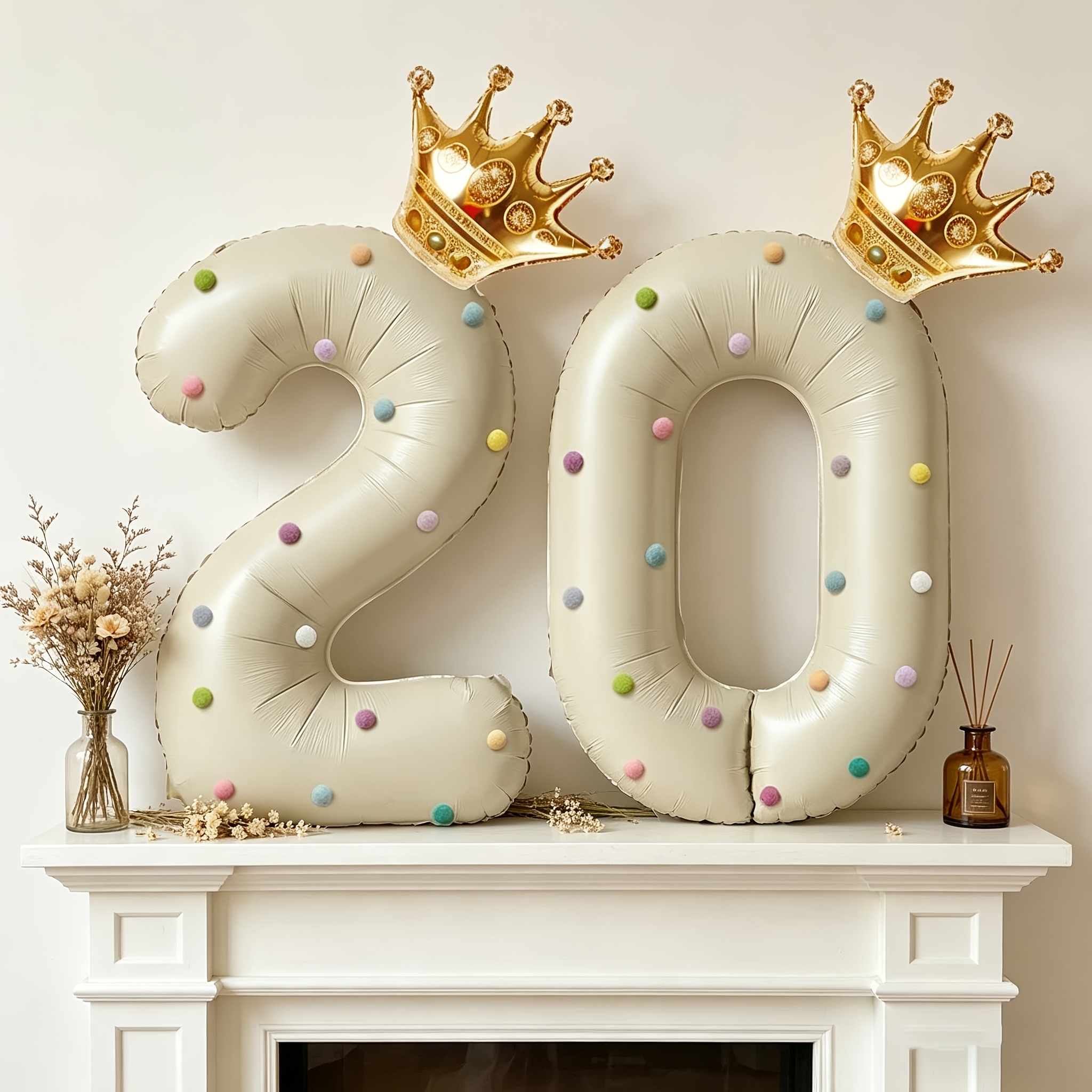 Party Event Supply Store - Large 40inch Cream-Colored Number Foil Balloons