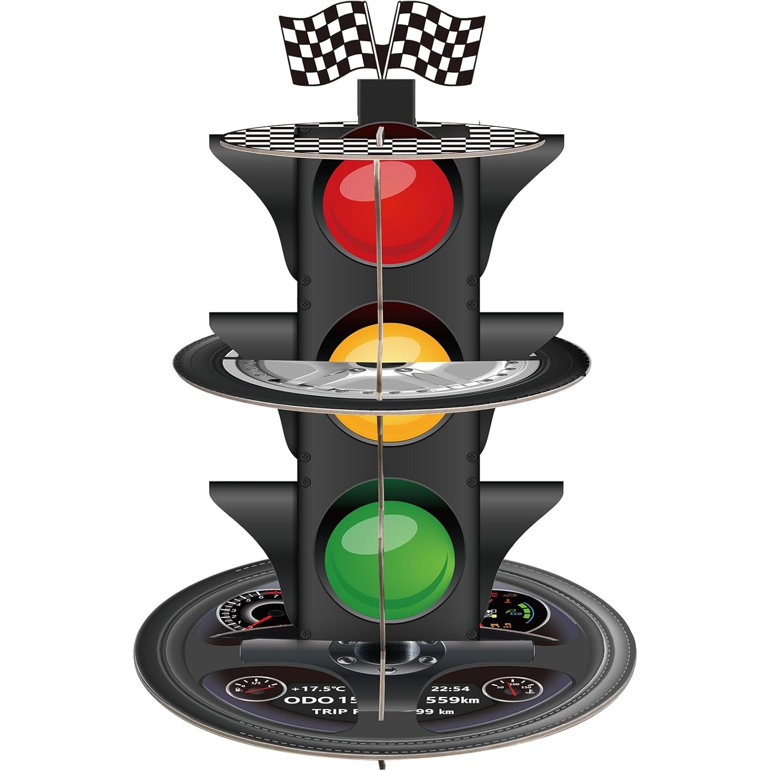 Cupcake Stand Tier - 3-Tier Race Car Cupcake Stand, Racing
