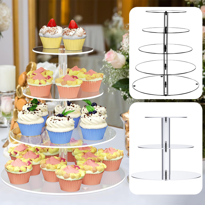 1 Pc 3/4/5 Tier Acrylic Round  - Cupcake Stand Tier avaliação e preço