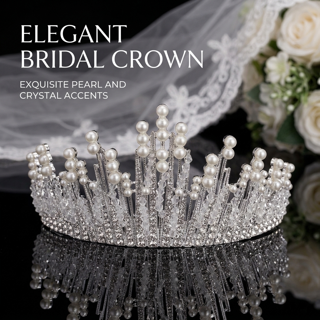 Bridal Pearl Crown Headpiece E - Event & Party Supply avaliação e preço