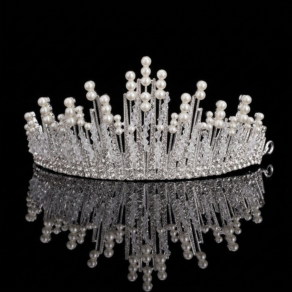 Bridal Pearl Crown Headpiece E - Event & Party Supply avaliação e preço