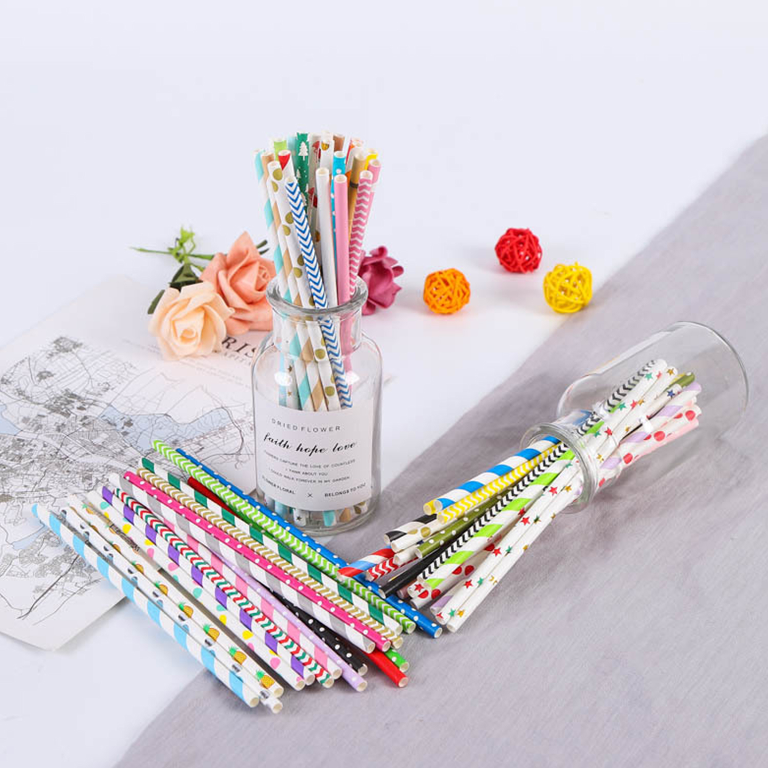 25 Pcs Colorful Disposable Pap - Paper Straw Color avaliação e preço