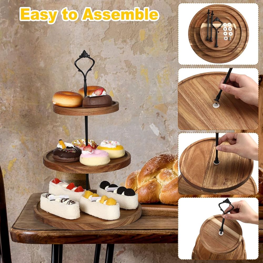 3 Set 3 Tier Wood Cupcake Stan - Cupcake Stand Tier avaliação e preço