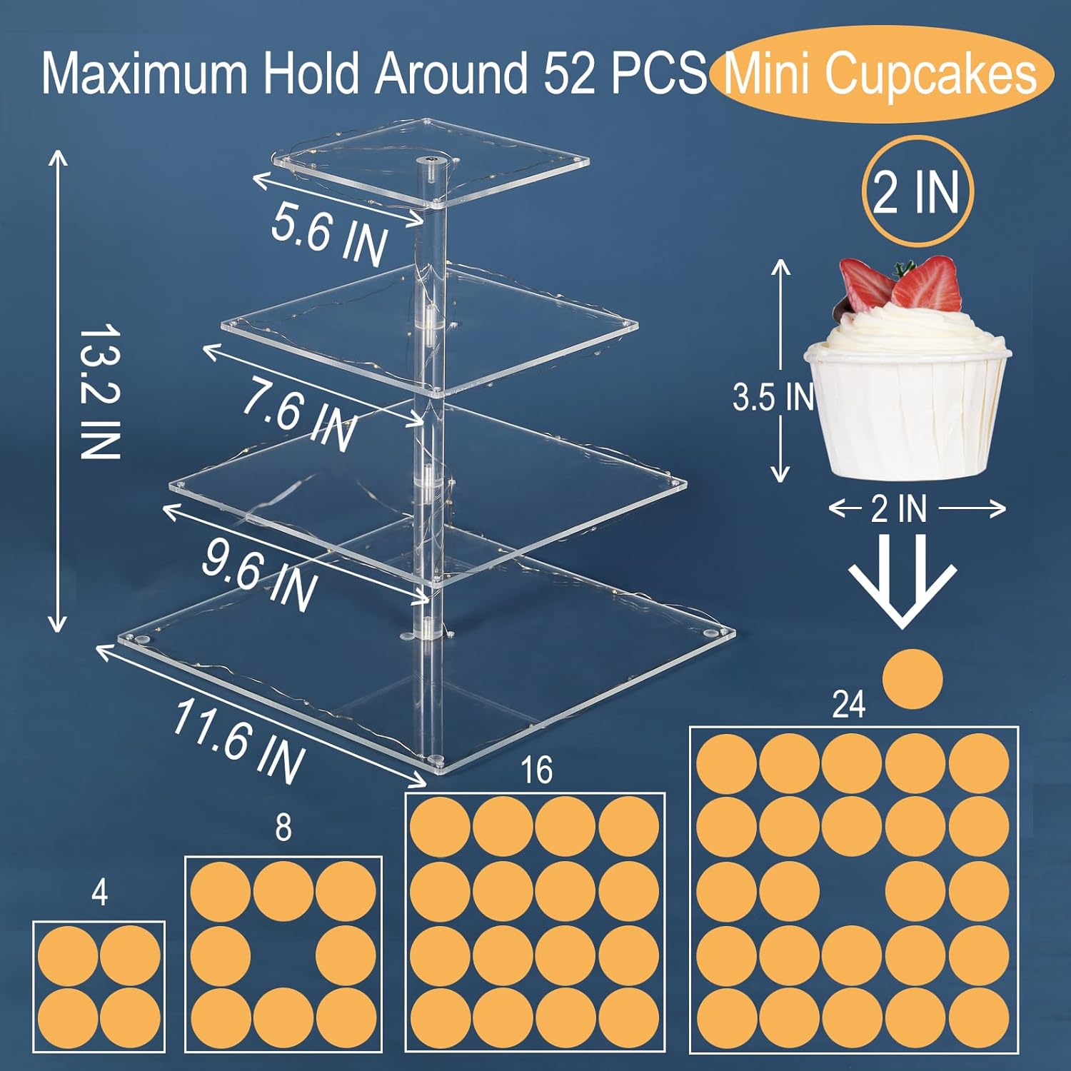 4 Tier Premium Acrylic Cupcake - Cupcake Stand Tier avaliação e preço