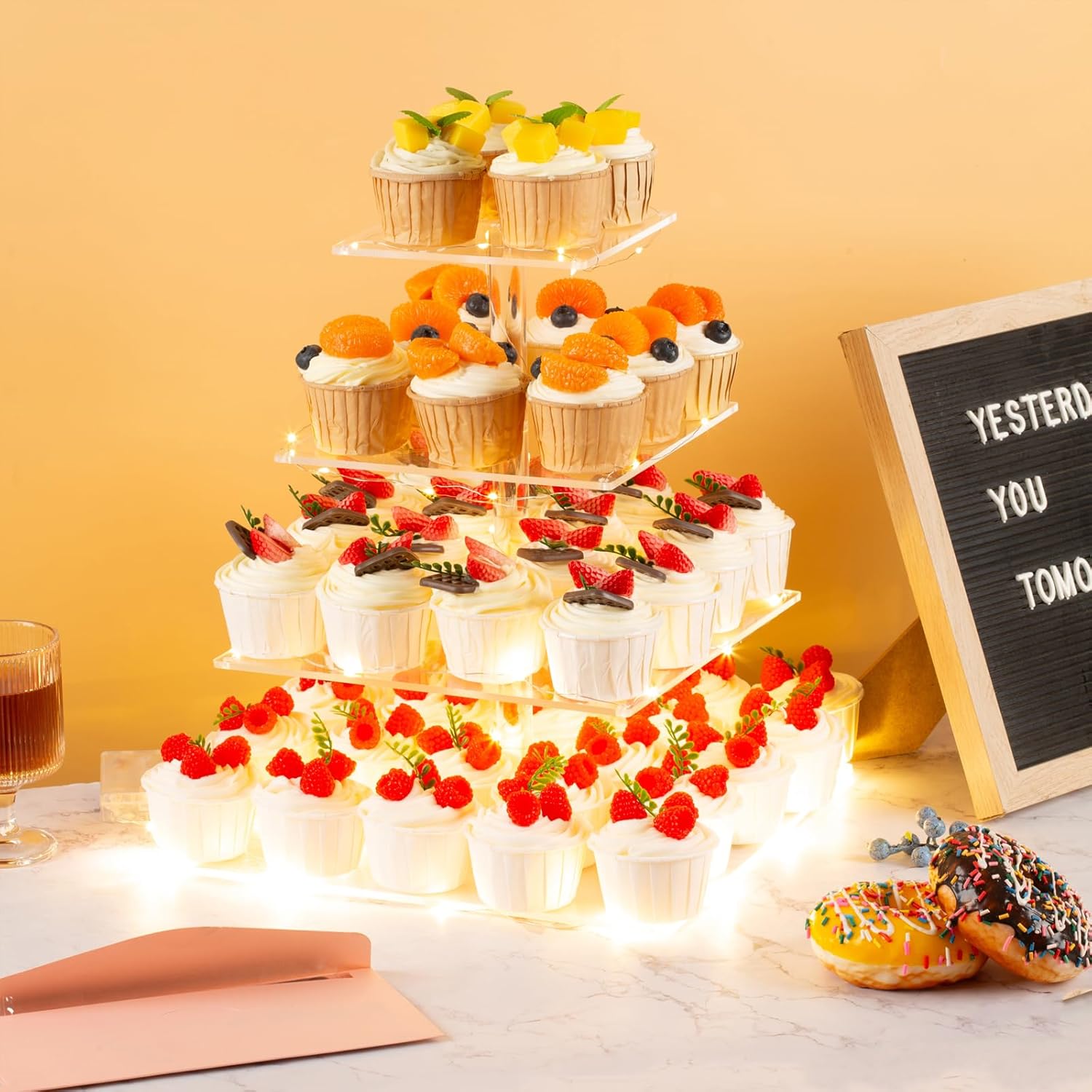 4 Tier Premium Acrylic Cupcake - Cupcake Stand Tier avaliação e preço