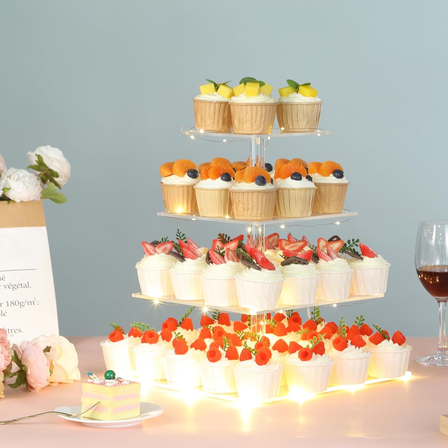 4 Tier Premium Acrylic Cupcake - Cupcake Stand Tier avaliação e preço