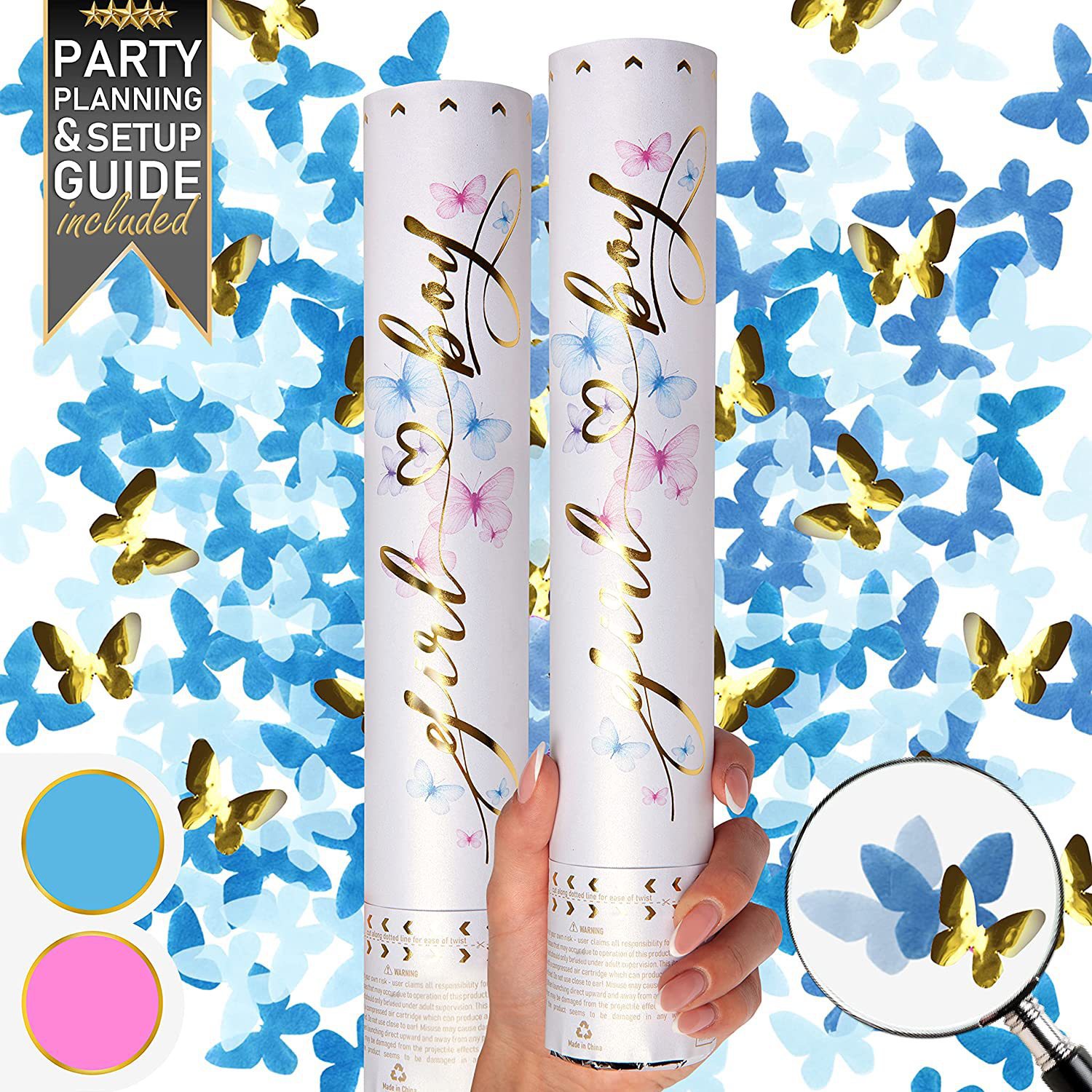 Gender reveal party confetti c - Confetti Cannon Tube avaliação e preço