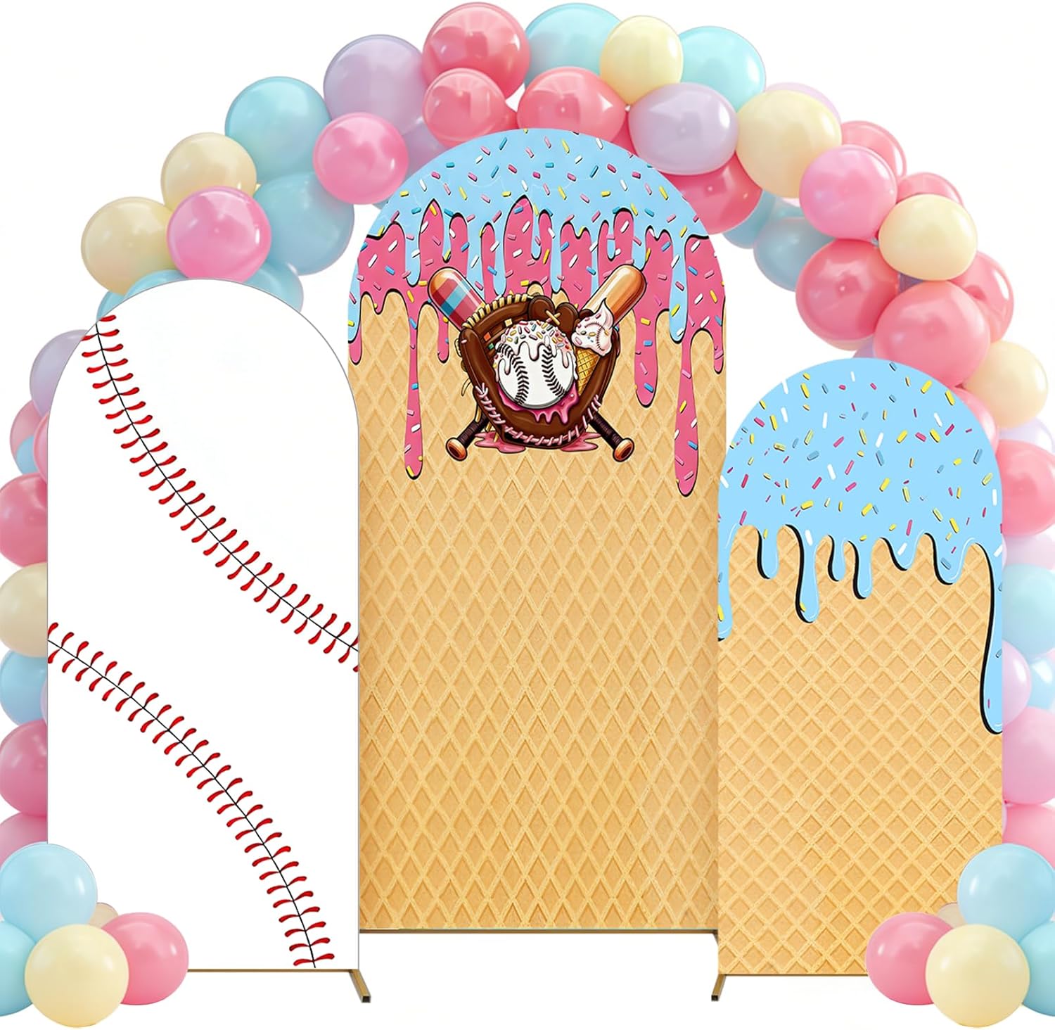 Baseball Ice Cream Drip Arch B - Dessert Table Backdrop avaliação e preço