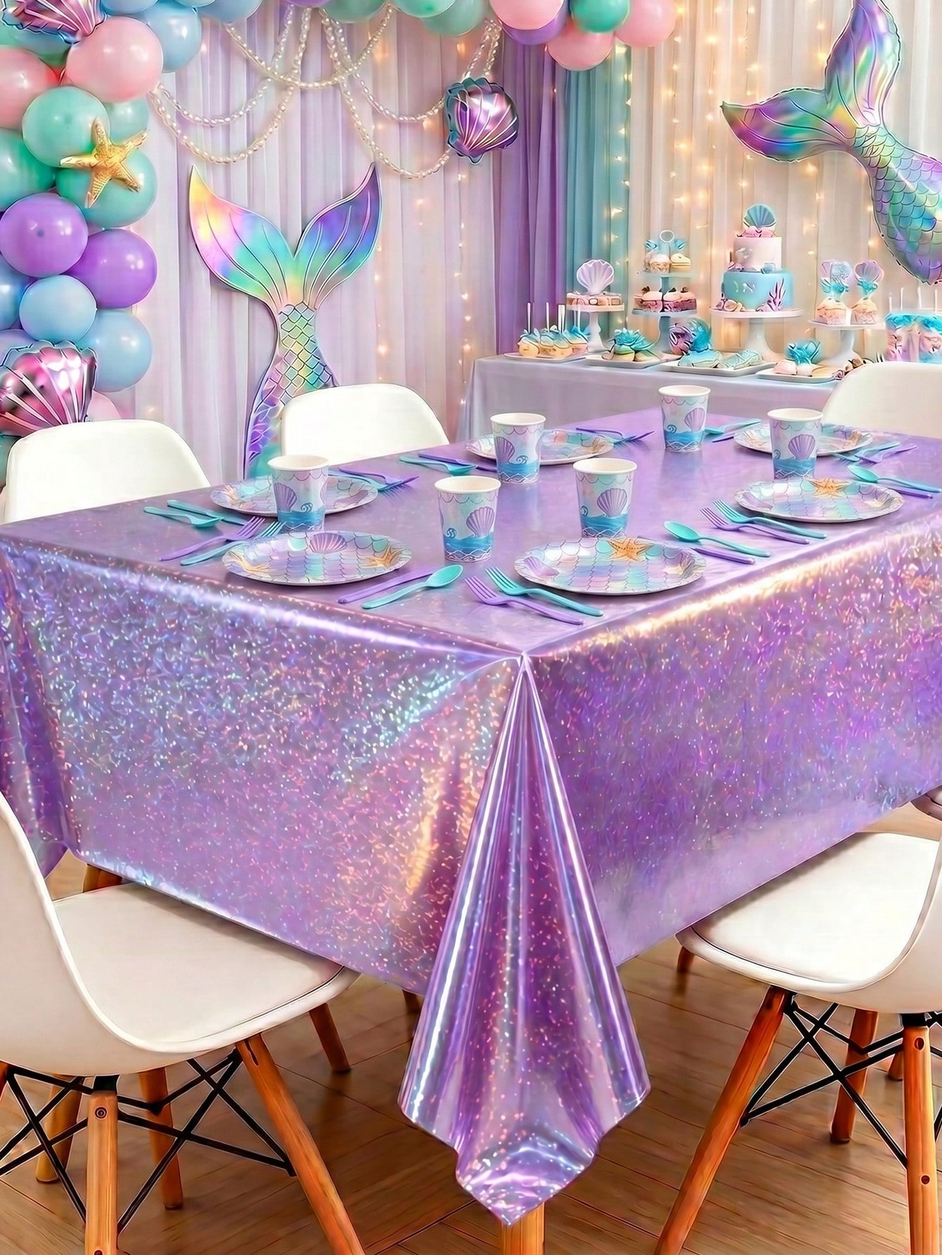 1pc Laser Purple Disposable Ta - Table Cloth Disposable avaliação e preço