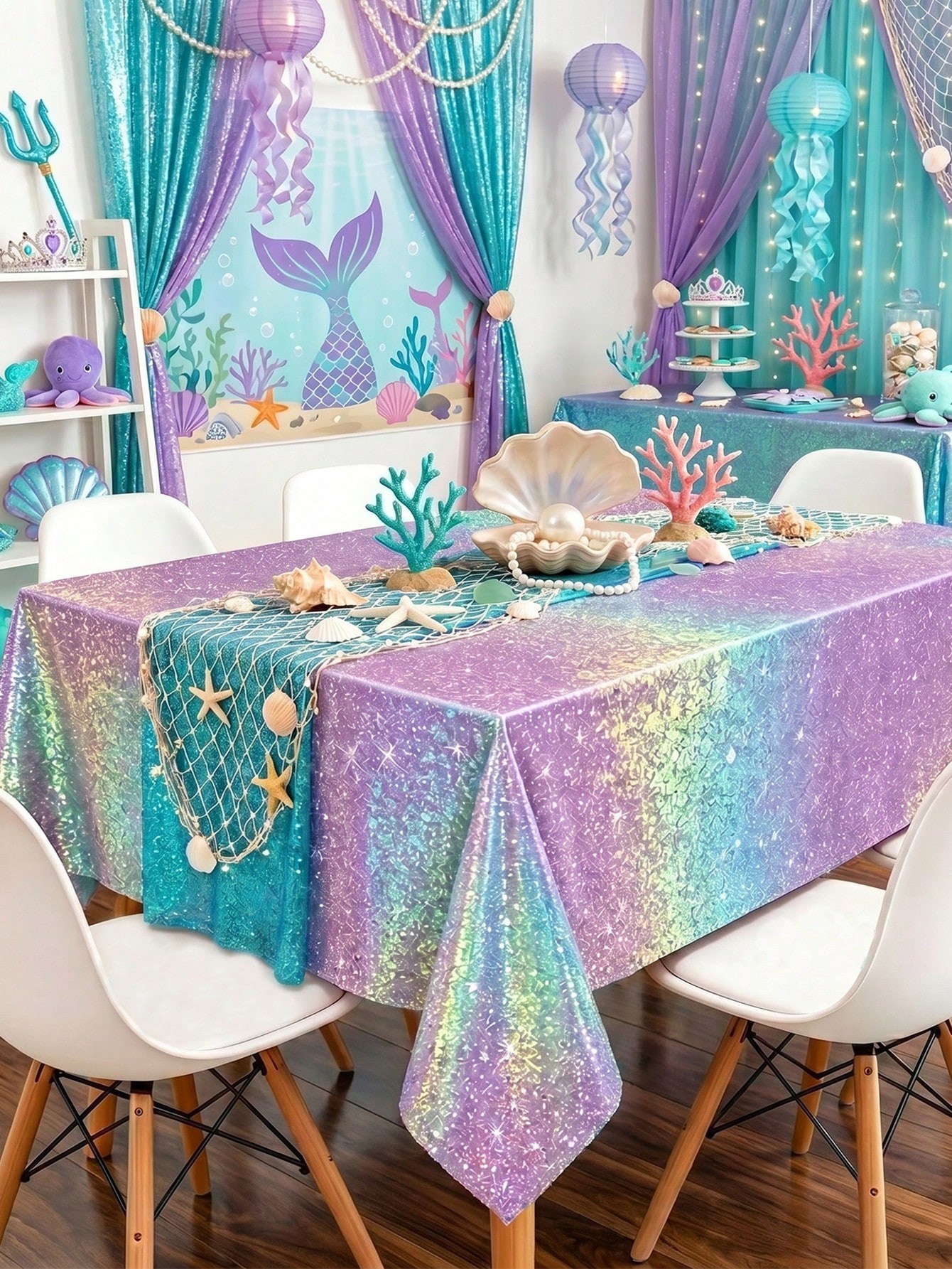1pc Laser Purple Disposable Ta - Table Cloth Disposable avaliação e preço