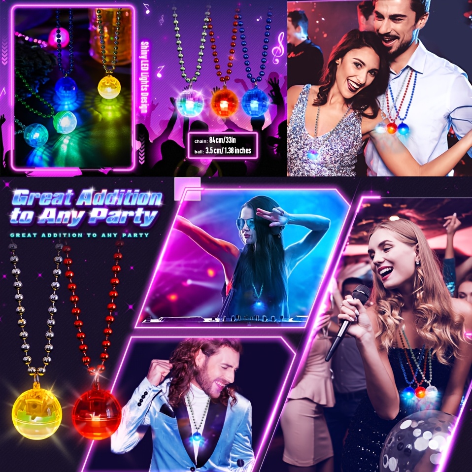 6Pcs LED Disco Ball Necklaces  - Cotton Candy Cone avaliação e preço