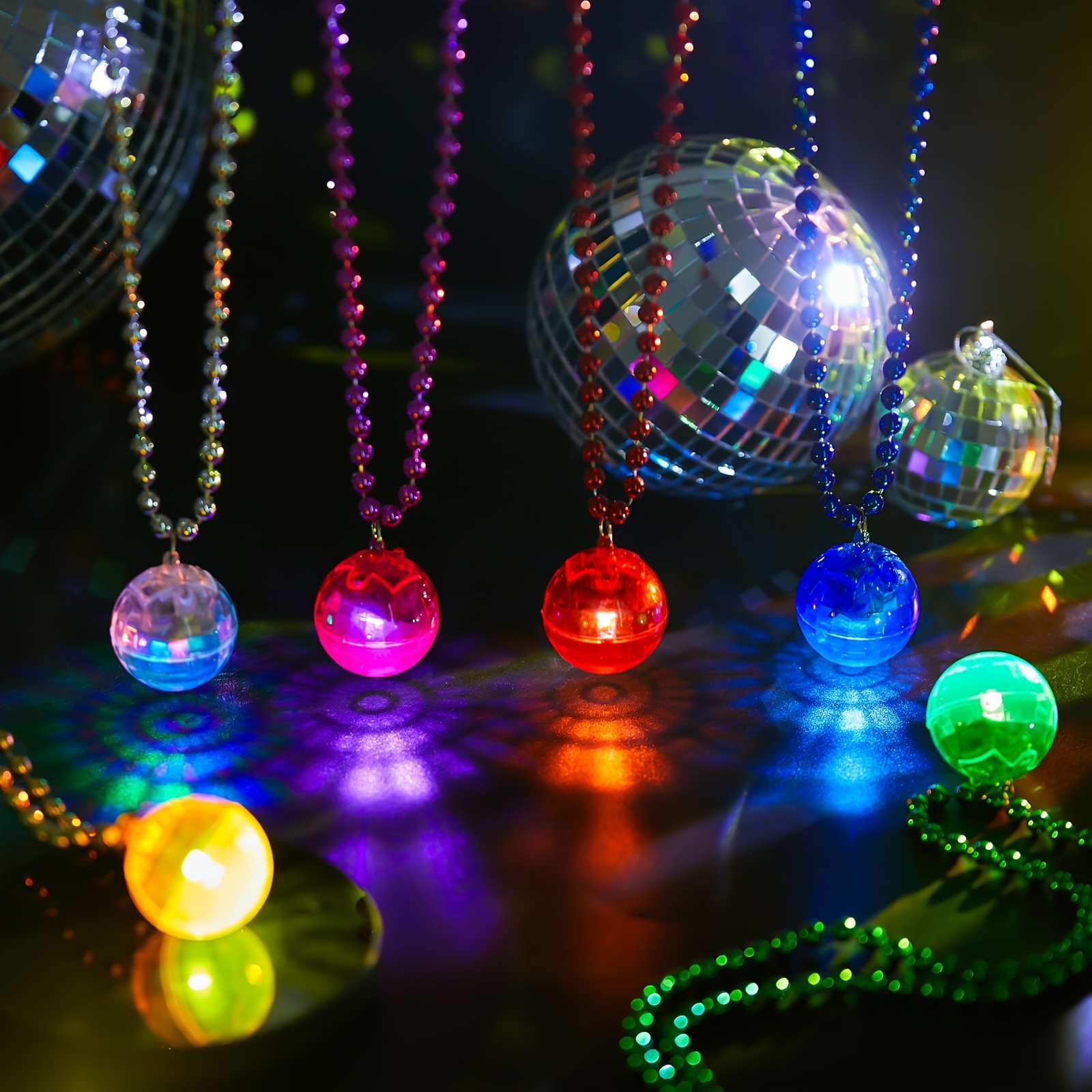 6Pcs LED Disco Ball Necklaces  - Cotton Candy Cone avaliação e preço