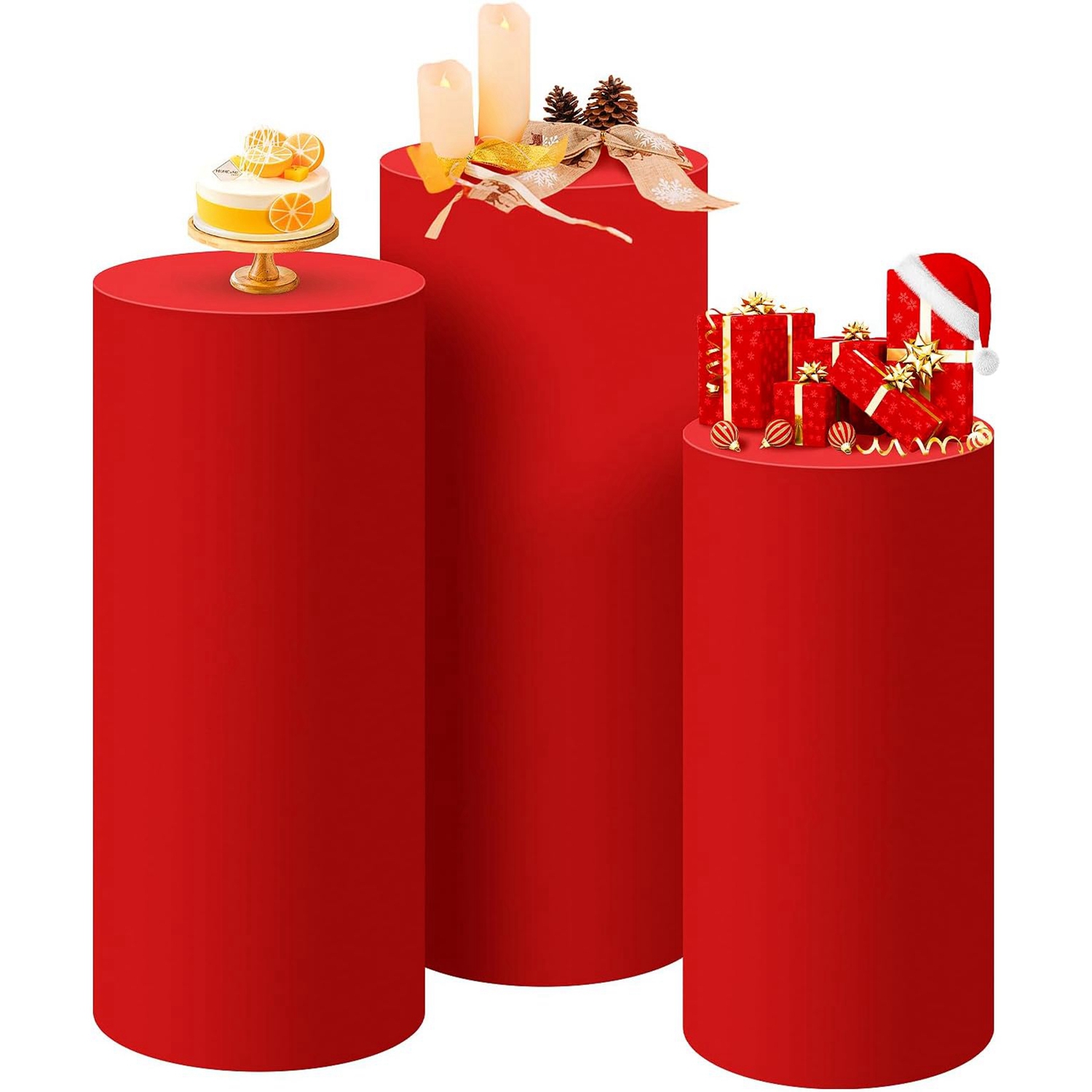 Yeele Red Cylinder Stand Cover - Dessert Table Backdrop avaliação e preço