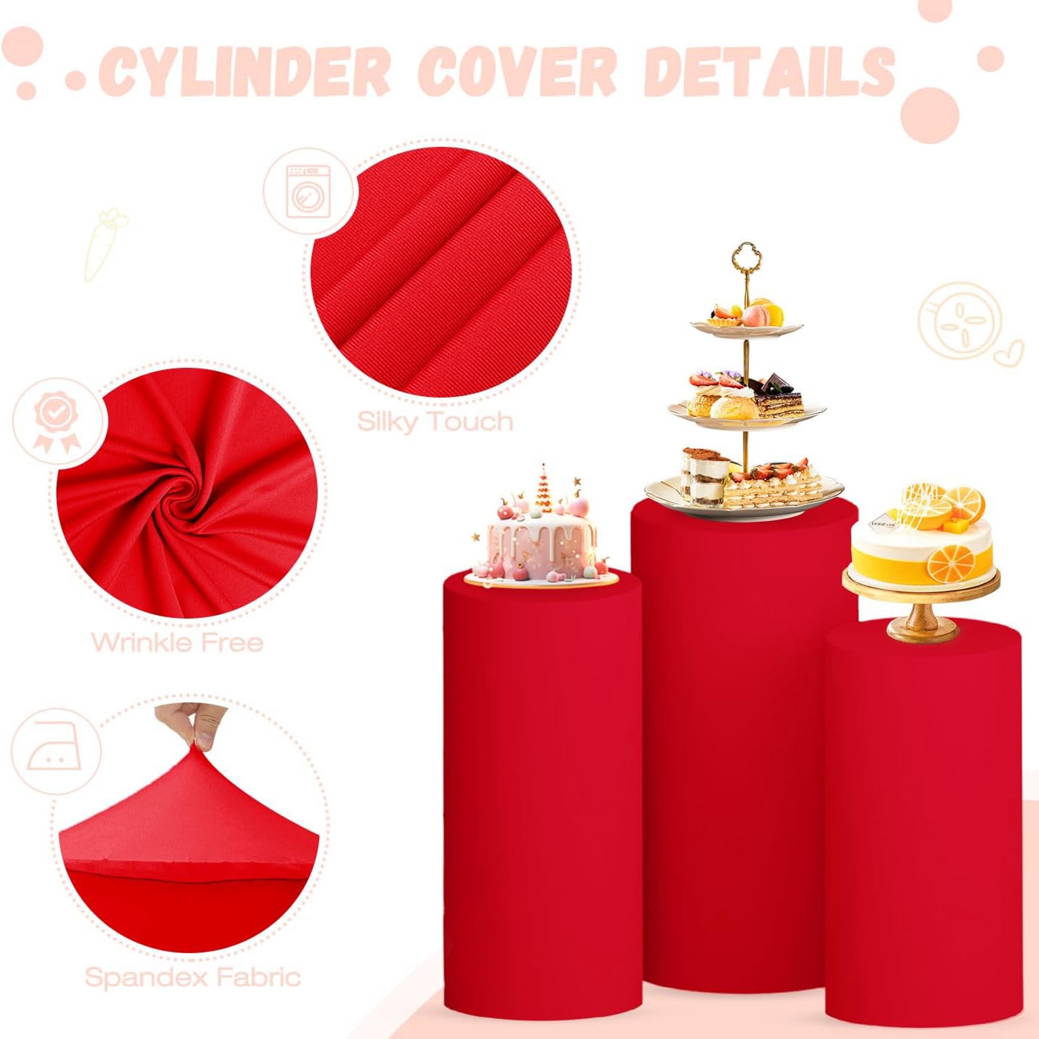 Yeele Red Cylinder Stand Cover - Dessert Table Backdrop avaliação e preço