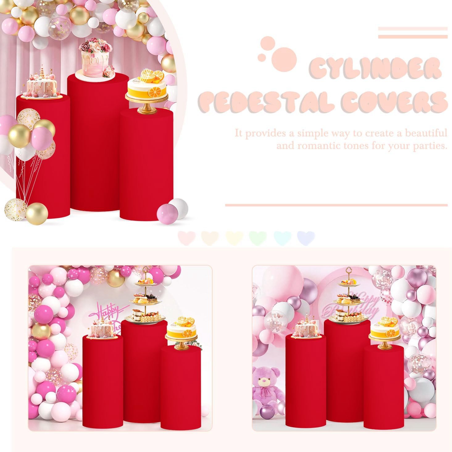 Yeele Red Cylinder Stand Cover - Dessert Table Backdrop avaliação e preço
