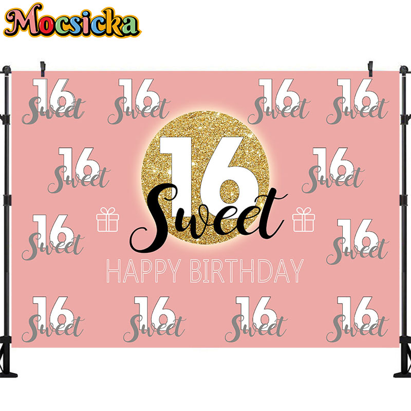 Mocsicka Sweet 16 Birthday Bac - Dessert Table Backdrop avaliação e preço
