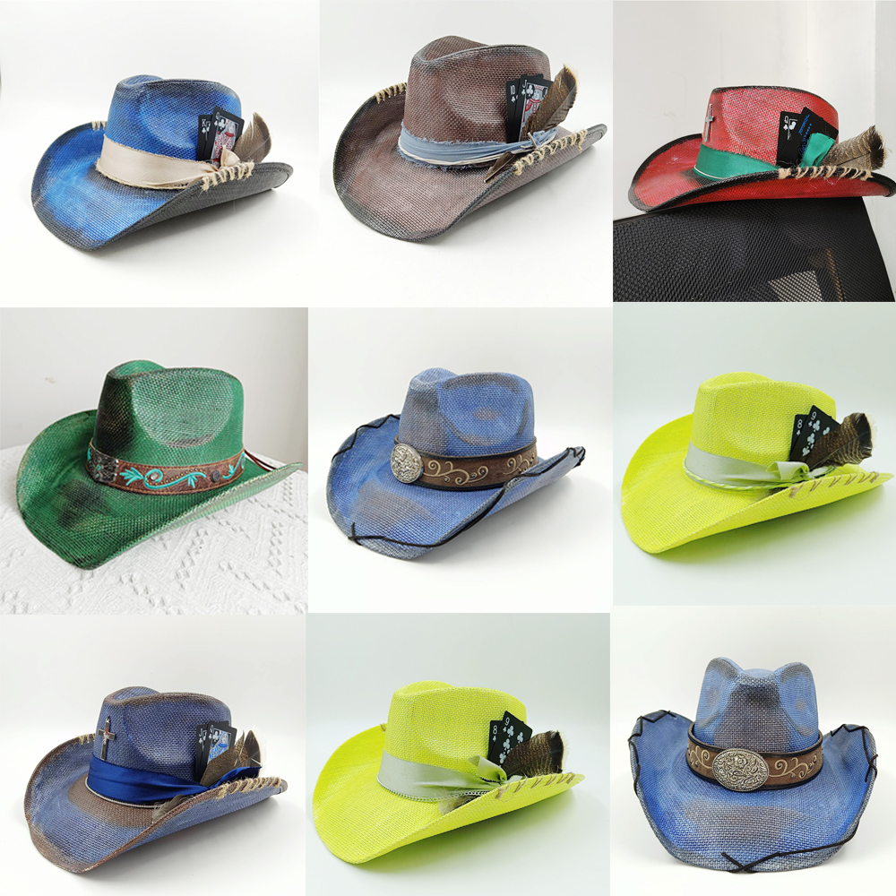 Western summer cowboy hat stra - Paper Straw Color avaliação e preço