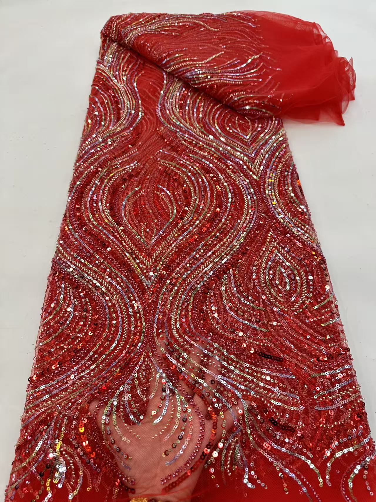 Luxury Red African Beaded Mesh - Glitter Tablecloth avaliação e preço