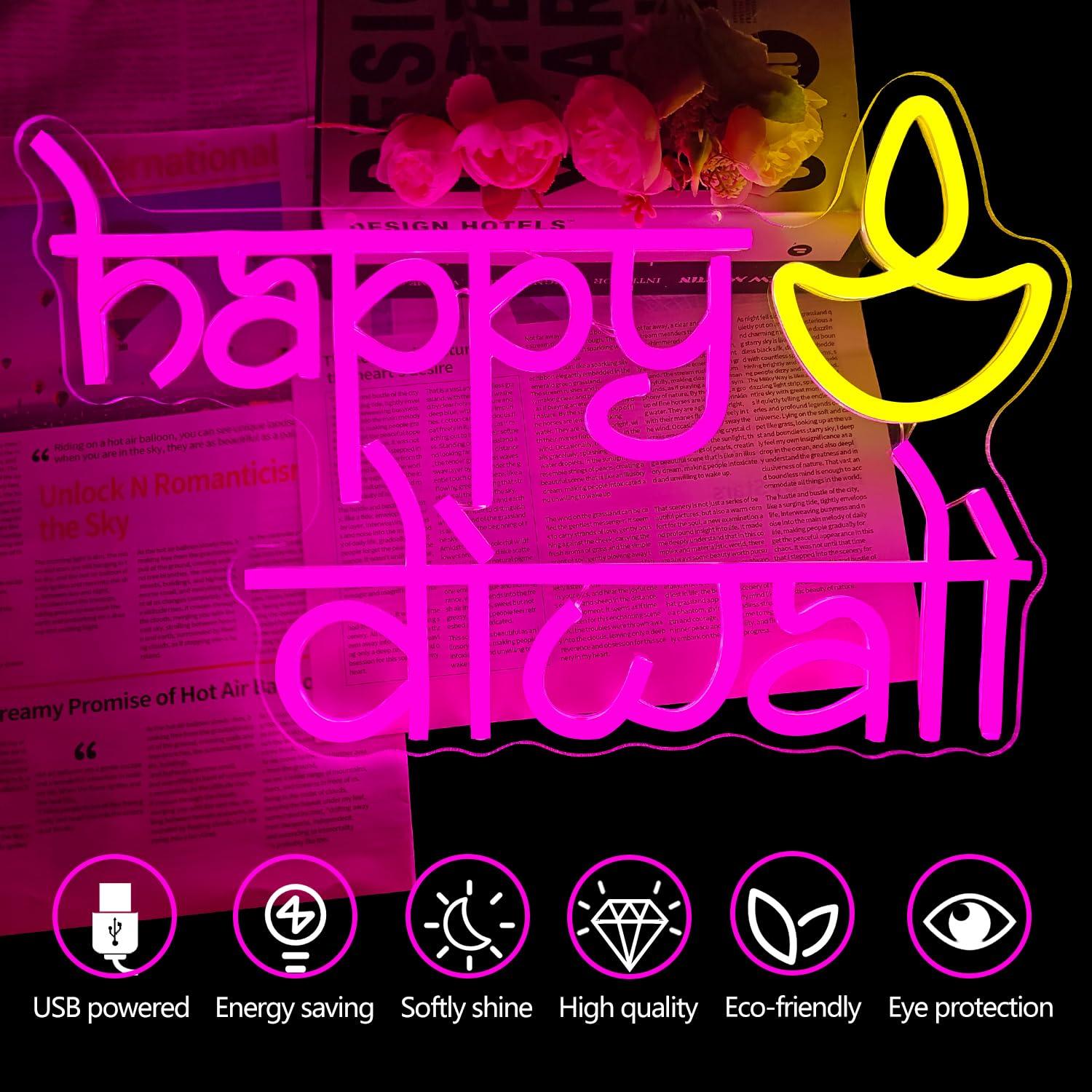 Happy Diwali Neon Sign USB Pow - Neon Sign Party avaliação e preço