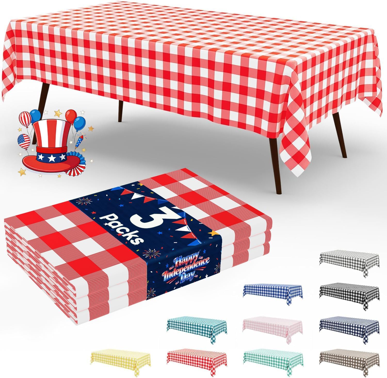 Smiry 3 Pack Red Gingham Dispo - Table Cloth Disposable avaliação e preço