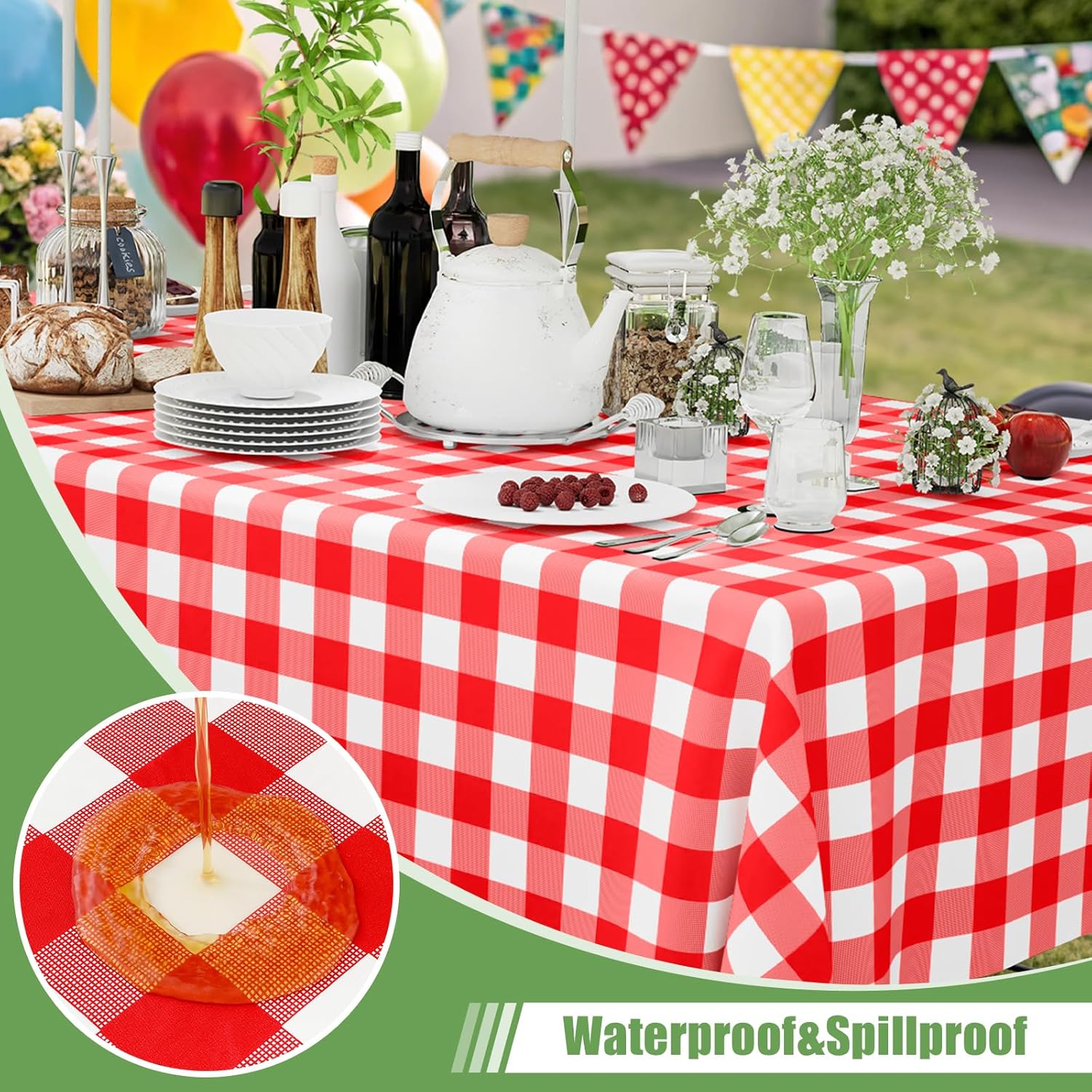 Smiry 3 Pack Red Gingham Dispo - Table Cloth Disposable avaliação e preço