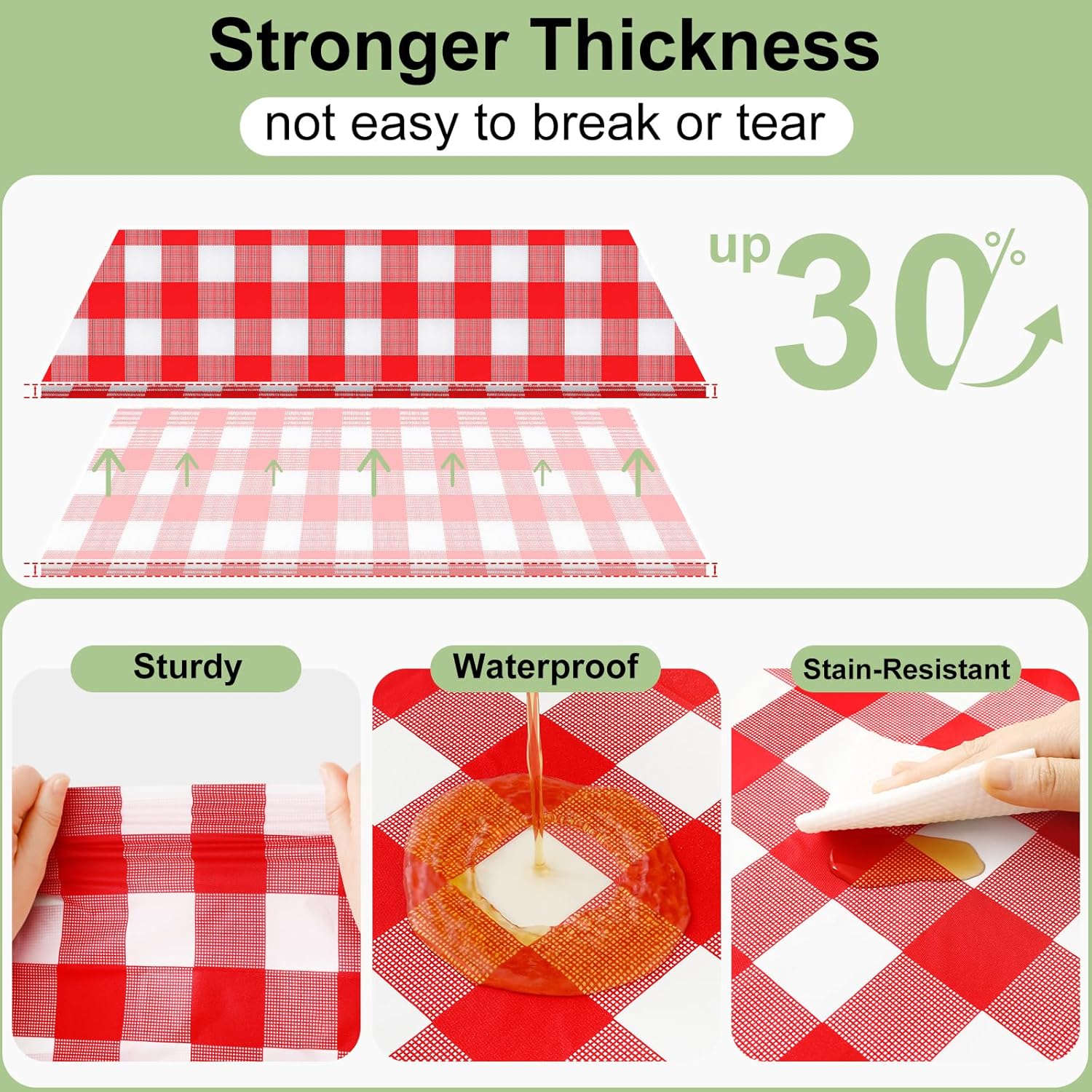 Smiry 3 Pack Red Gingham Dispo - Table Cloth Disposable avaliação e preço