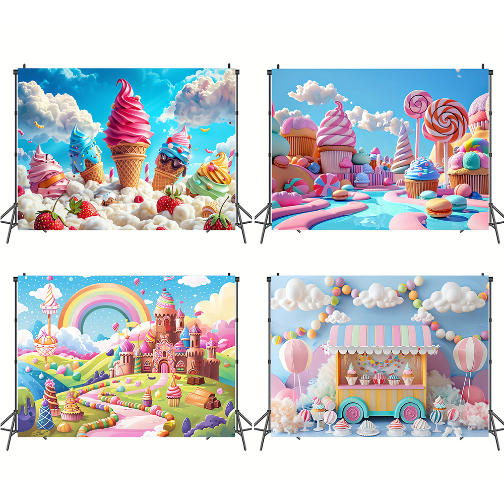 Sweet Ice Cream Theme Backdrop - Dessert Table Backdrop avaliação e preço