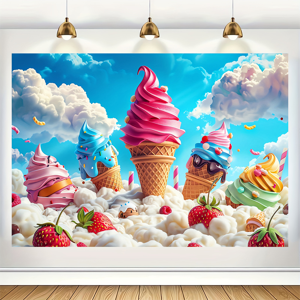 Sweet Ice Cream Theme Backdrop - Dessert Table Backdrop avaliação e preço