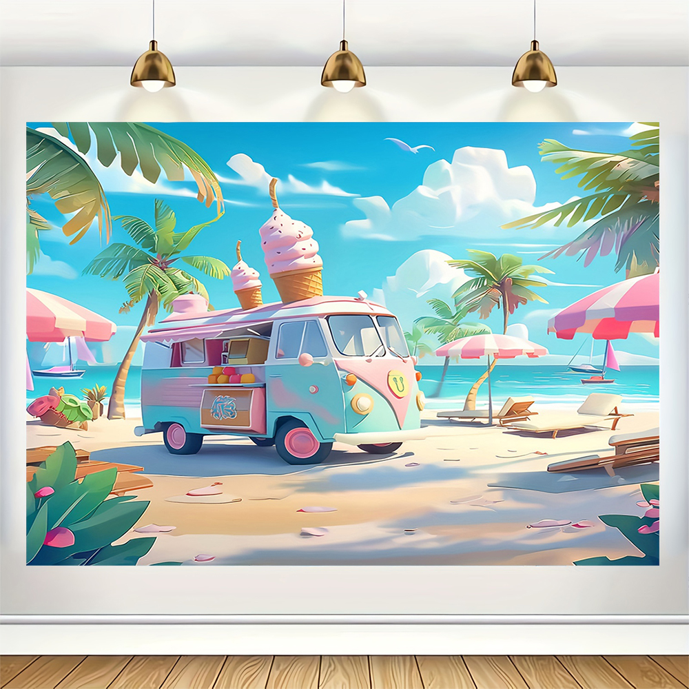 Sweet Ice Cream Theme Backdrop - Dessert Table Backdrop avaliação e preço