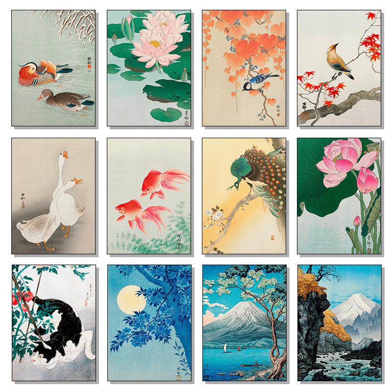 Retro Japanese Flowers Cat Dog - Flower Wall Panel avaliação e preço