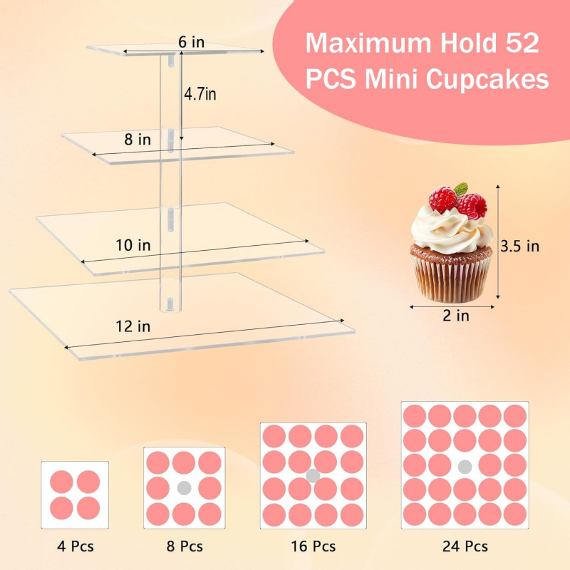 YestBuy 4 Tier Acrylic Cupcake - Cupcake Stand Tier avaliação e preço