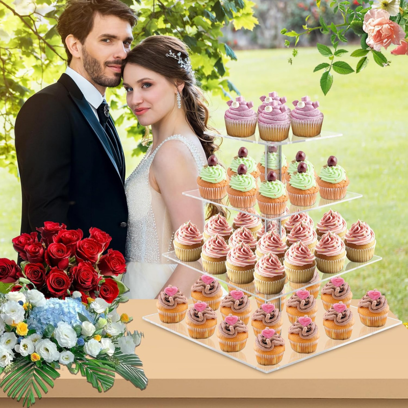 YestBuy 4 Tier Acrylic Cupcake - Cupcake Stand Tier avaliação e preço