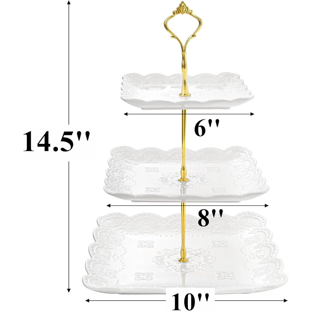2 Pack 3-Tier White Ceramic Em - Cupcake Stand Tier avaliação e preço
