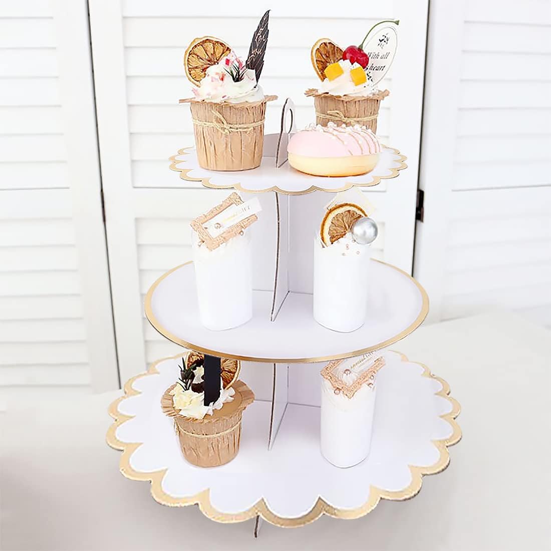 Cardboard Cake Stand 3 Tier, D - Cupcake Stand Tier avaliação e preço