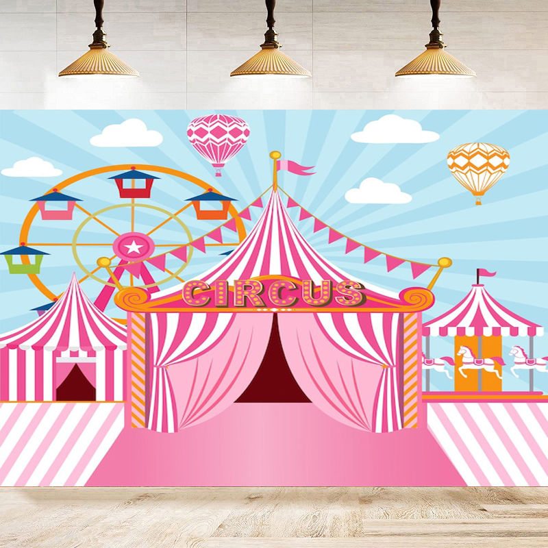 Pink Circus Photography Backdr - Dessert Table Backdrop avaliação e preço