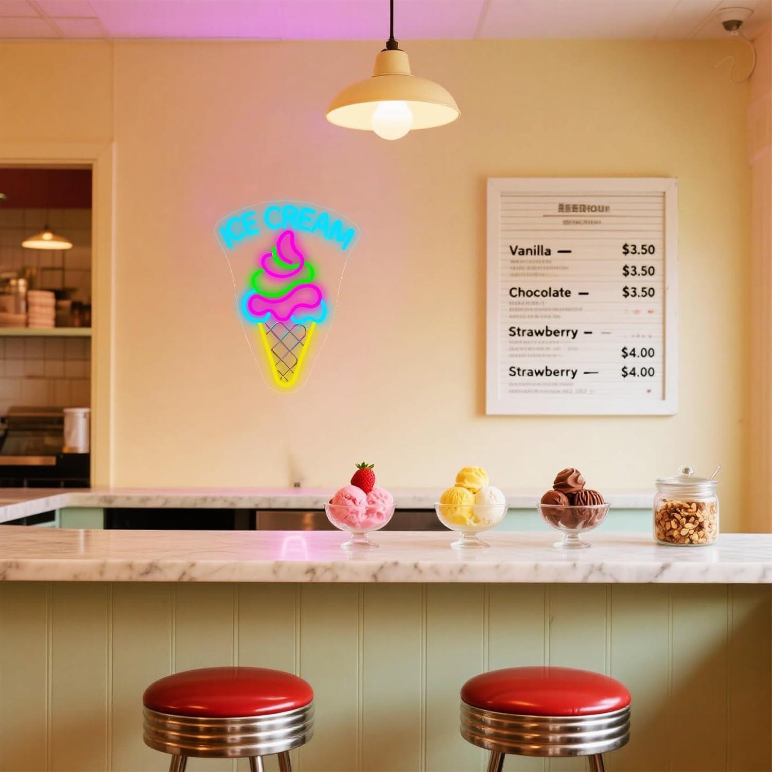 Ice Cream Neon Sign Dimmable D - Neon Sign Party avaliação e preço