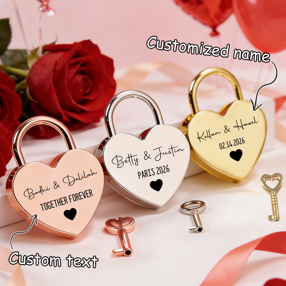 Custom Name Heart-Shaped Padlo - Eve Party avaliação e preço