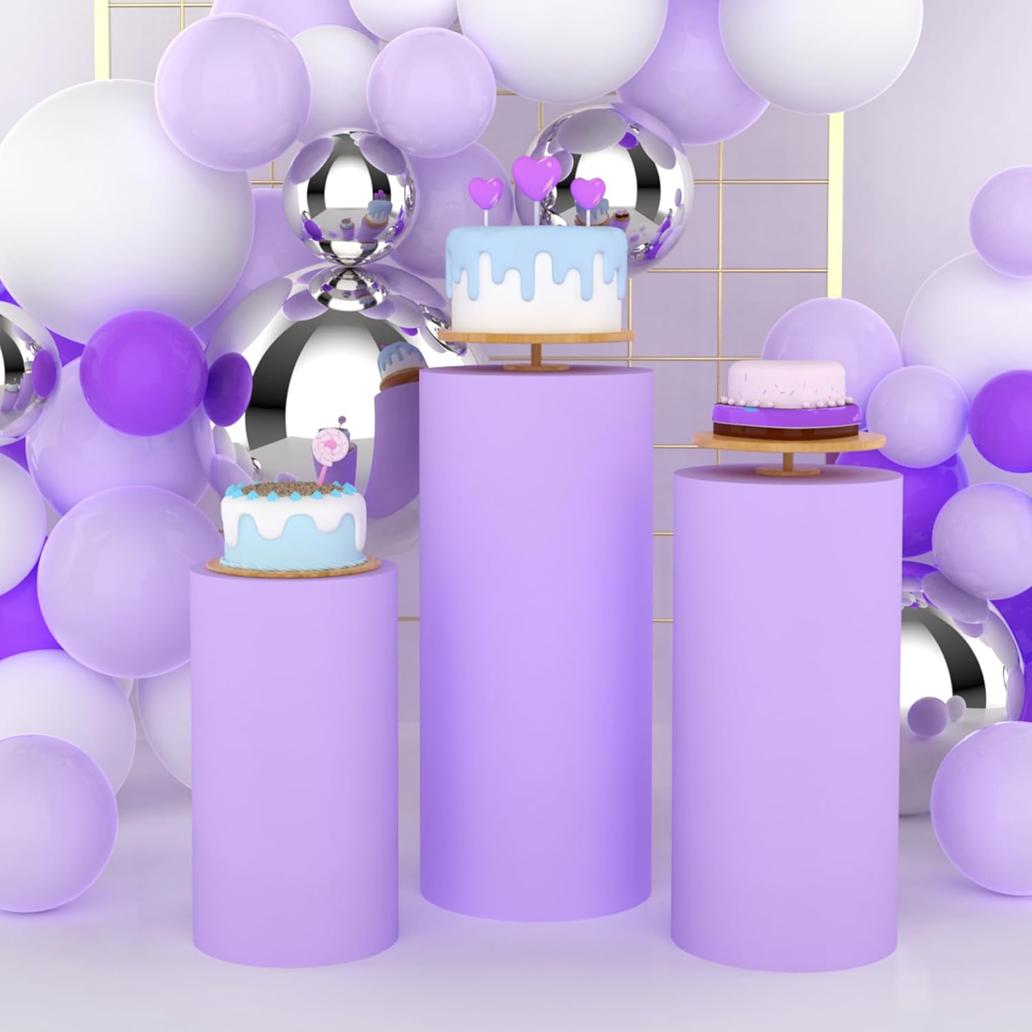 Yeele Purple Cylinder Stand Co - Dessert Table Backdrop avaliação e preço