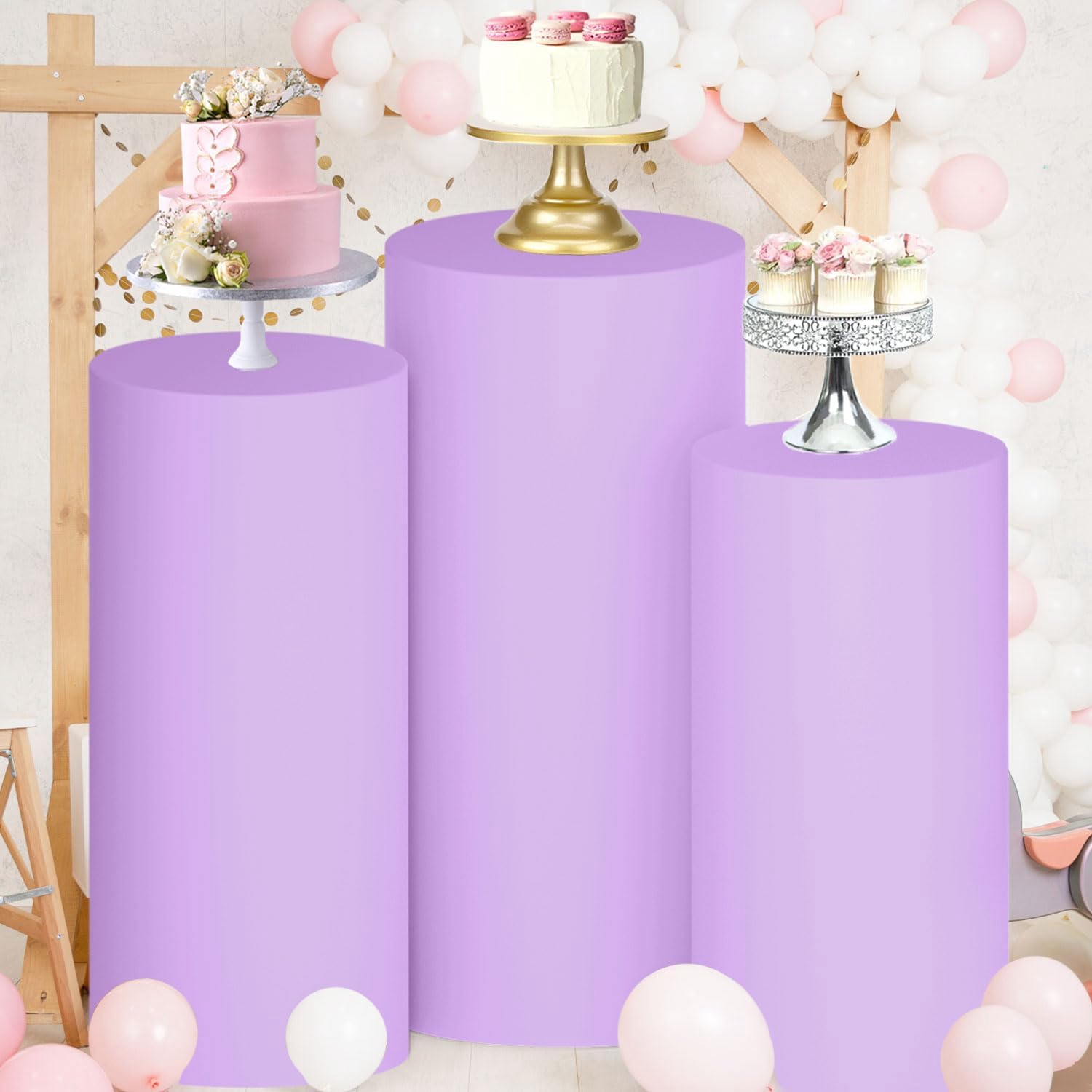 Yeele Purple Cylinder Stand Co - Dessert Table Backdrop avaliação e preço