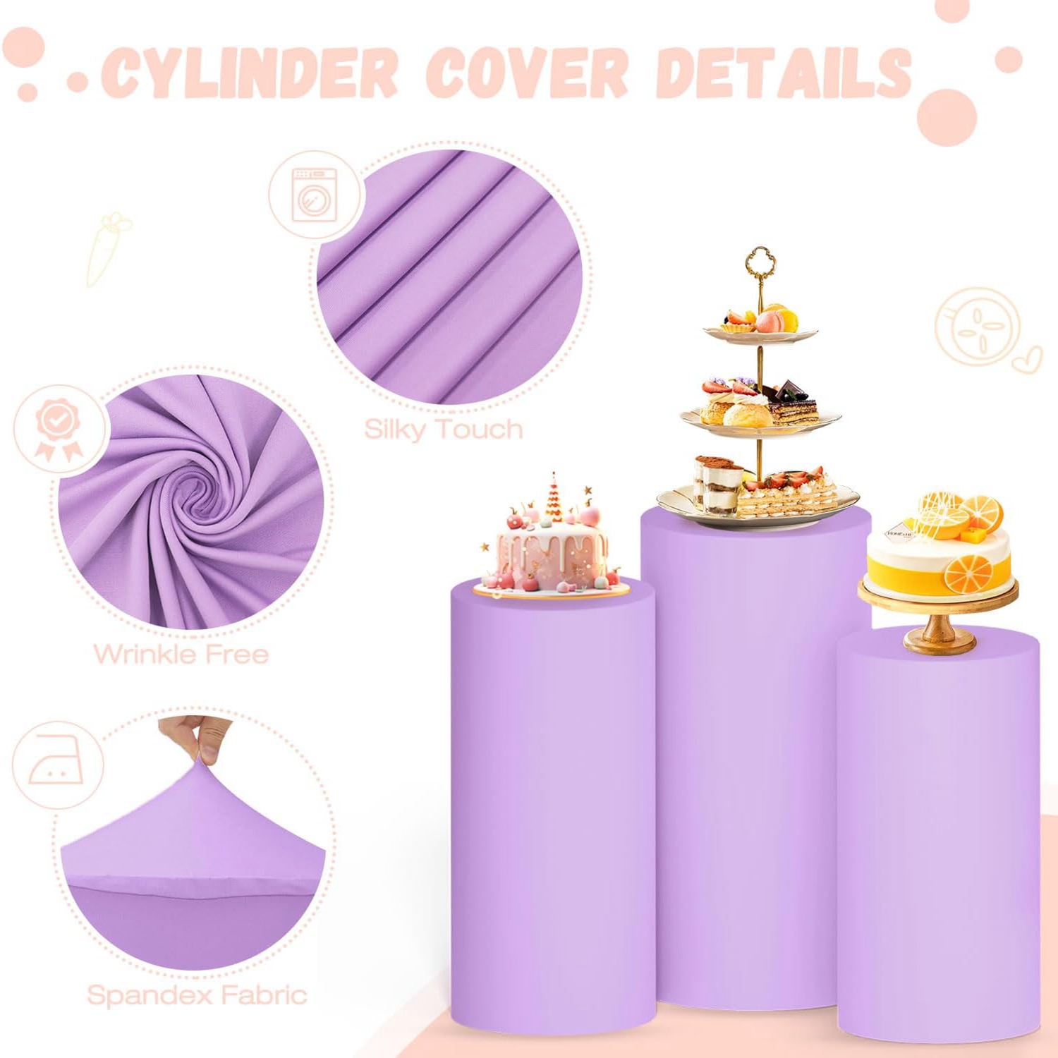 Yeele Purple Cylinder Stand Co - Dessert Table Backdrop avaliação e preço