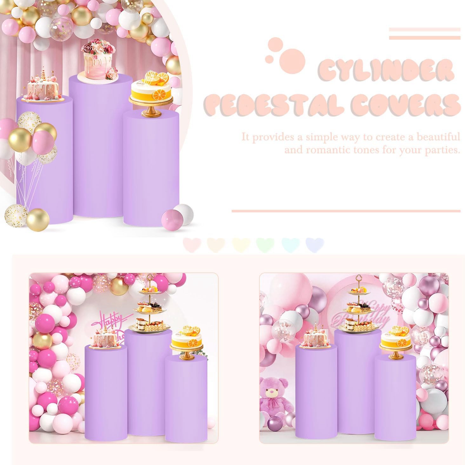 Yeele Purple Cylinder Stand Co - Dessert Table Backdrop avaliação e preço