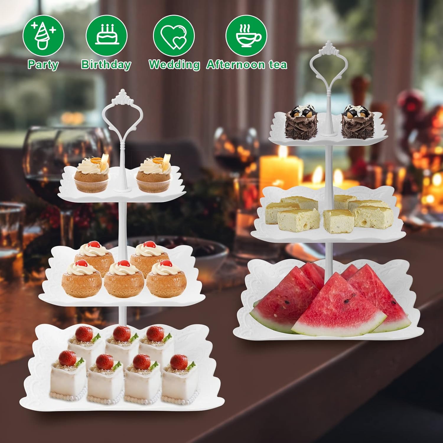 3 Tier Cupcake Stand, Plastic  - Cupcake Stand Tier avaliação e preço