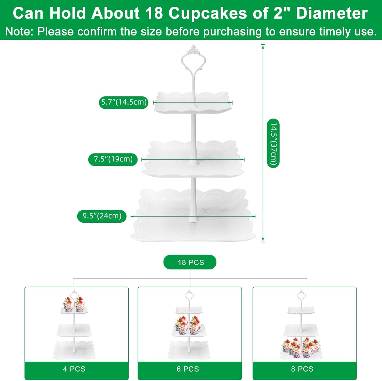 3 Tier Cupcake Stand, Plastic  - Cupcake Stand Tier avaliação e preço