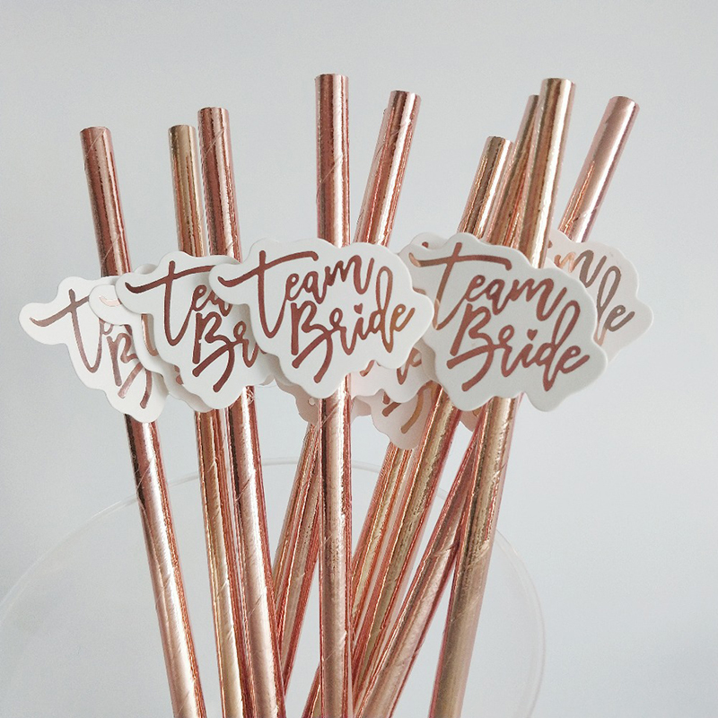 10pcs Team Bride Rose Gold Str - Paper Straw Color avaliação e preço