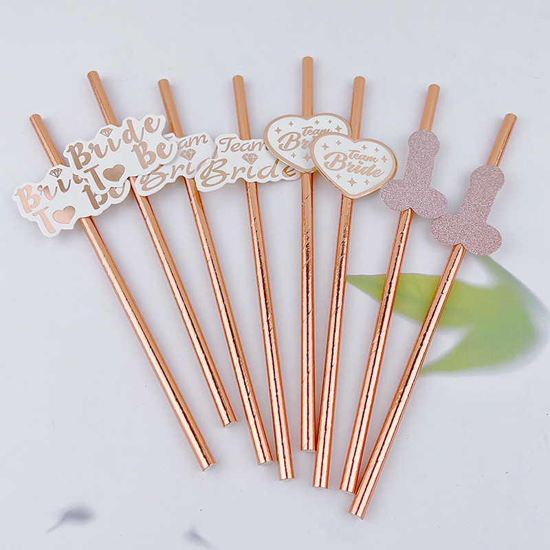 10pcs Team Bride Rose Gold Str - Paper Straw Color avaliação e preço