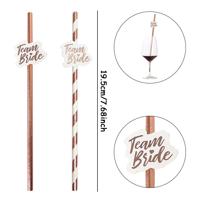 10pcs Team Bride Rose Gold Str - Paper Straw Color avaliação e preço
