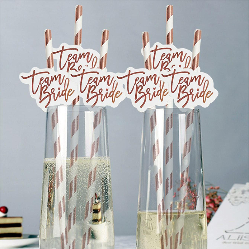 10pcs Team Bride Rose Gold Str - Paper Straw Color avaliação e preço