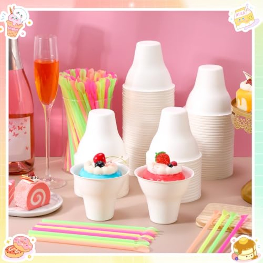 Set Snow Cone Cups and Straws  - Paper Straw Color avaliação e preço