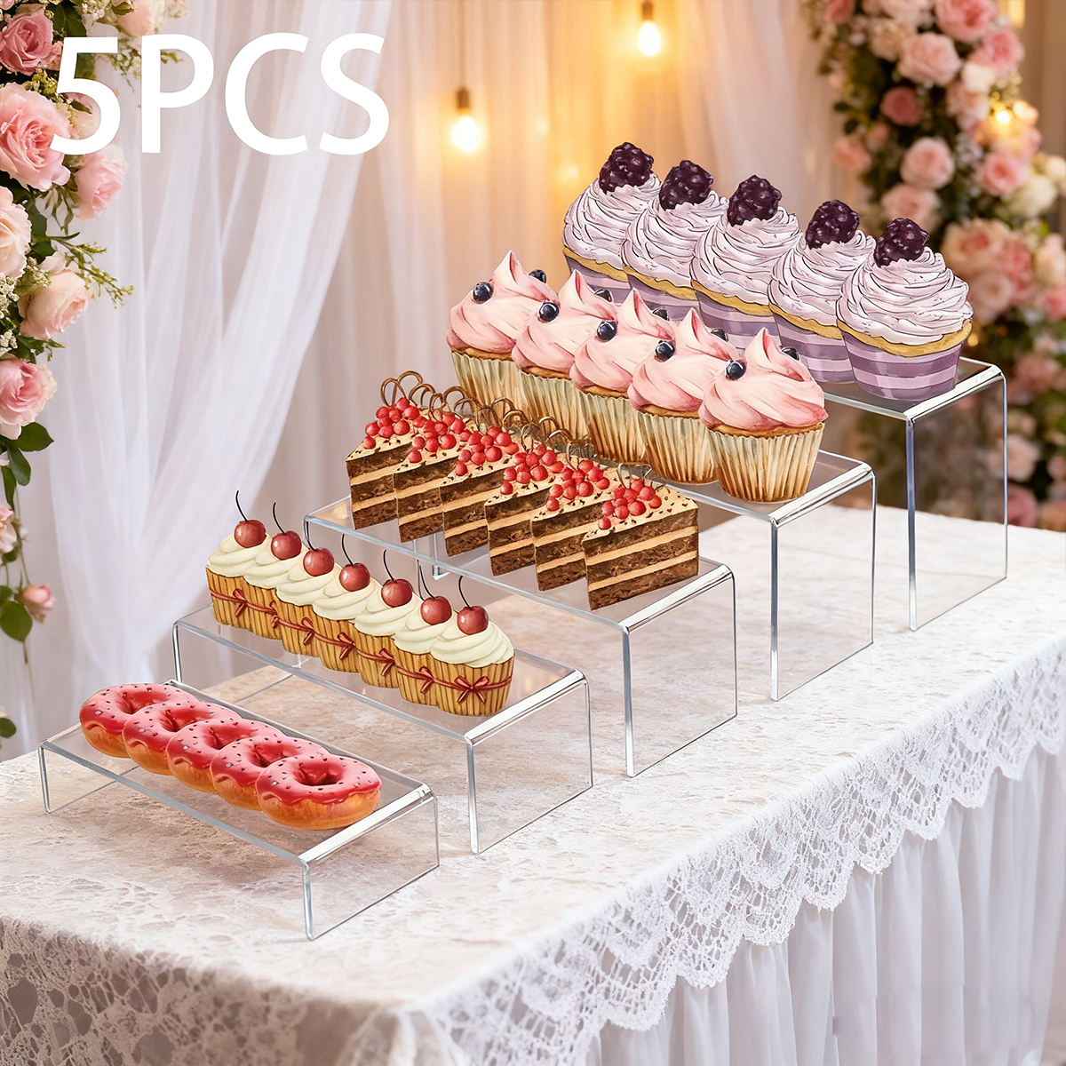 5pcs Acrylic Dessert Display S - Cupcake Stand Tier avaliação e preço