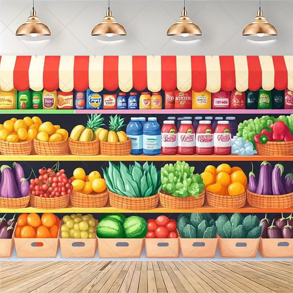 Colorful Supermarket Shelf Bac - Party Event Supply Store avaliação e preço